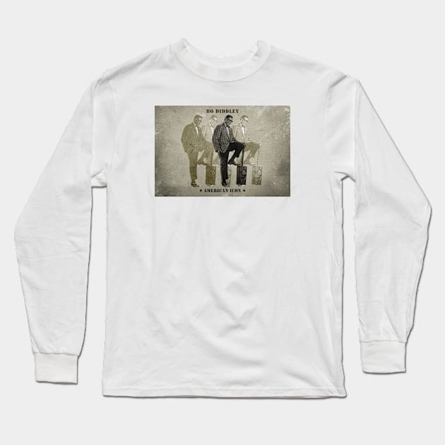 Bo Diddley - American Icons Long Sleeve T-Shirt by PLAYDIGITAL2020